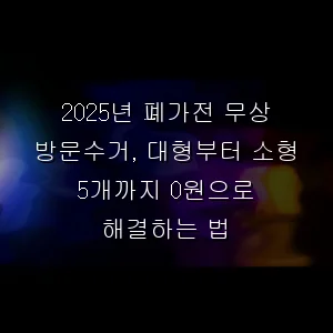 폐가전 무상 방문수거, 대형부터 소형 5개까지 0원으로 해결하는 법
