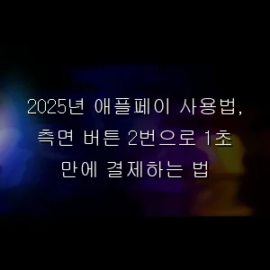 2026년 애플페이 사용법, 측면 버튼 2번으로 1초 만에 결제하는 법