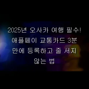 오사카 여행 필수! 애플페이 교통카드 3분 만에 등록하고 줄 서지 않는 법
