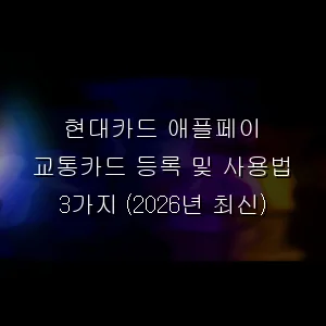 현대카드 애플페이 교통카드 등록 및 사용법 3가지 (2026년 최신)