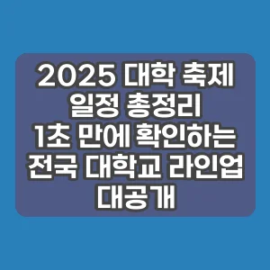 2025 대학 축제 일정 총정리 | 1초 만에 확인하는 전국 대학교 라인업 대공개