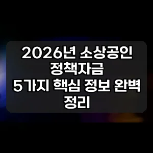 2026년 소상공인 정책자금 | 5가지 핵심 정보 완벽 정리