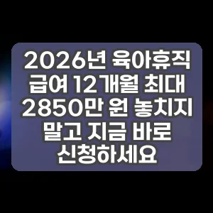2026년 육아휴직 급여 12개월 최대 2850만 원 놓치지 말고 지금 바로 신청하세요