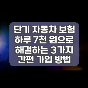 단기 자동차 보험 하루 7천 원으로 해결하는 3가지 간편 가입 방법