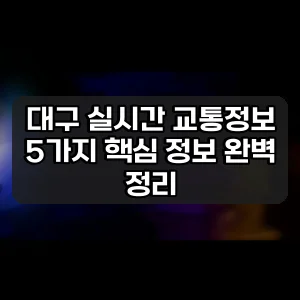 대구 실시간 교통정보 | 5가지 핵심 정보 완벽 정리