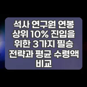 석사 연구원 연봉 상위 10% 진입을 위한 3가지 필승 전략과 평균 수령액 비교
