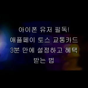 아이폰 유저 필독! 애플페이 토스 교통카드 3분 만에 설정하고 혜택 받는 법