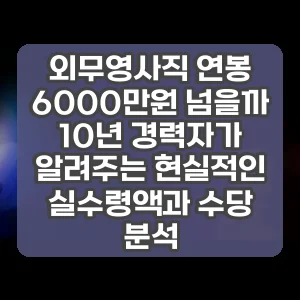 외무영사직 연봉 6000만원 넘을까 10년 경력자가 알려주는 현실적인 실수령액과 수당 분석