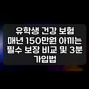 유학생 건강 보험 | 매년 150만원 아끼는 필수 보장 비교 및 3분 가입법