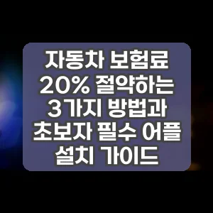 자동차 보험료 20% 절약하는 3가지 방법과 초보자 필수 어플 설치 가이드