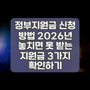 정부지원금 신청 방법 2026년 놓치면 못 받는 지원금 3가지 확인하기