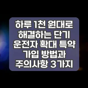 하루 1천 원대로 해결하는 단기 운전자 확대 특약 가입 방법과 주의사항 3가지