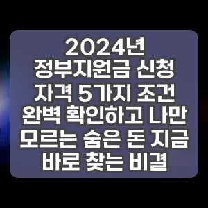2024년 정부지원금 신청 자격 5가지 조건 완벽 확인하고 나만 모르는 숨은 돈 지금 바로 찾는 비결