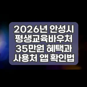 2026년 안성시 평생교육바우처 35만원 혜택과 사용처 앱 확인법