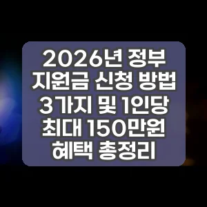 2026년 정부 지원금 신청 방법 3가지 및 1인당 최대 150만원 혜택 총정리