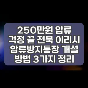 250만원 압류 걱정 끝 전북 이리시 압류방지통장 개설 방법 3가지 정리