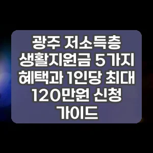 광주 저소득층 생활지원금 5가지 혜택과 1인당 최대 120만원 신청 가이드