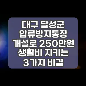 대구 달성군 압류방지통장 개설로 250만원 생활비 지키는 3가지 비결