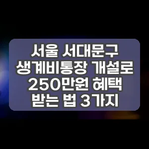 서울 서대문구 생계비통장 개설로 250만원 혜택 받는 법 3가지
