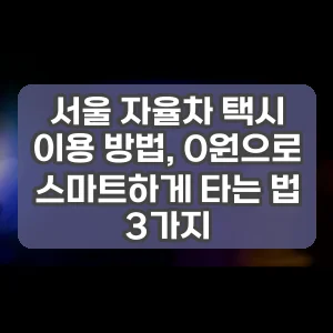 서울 자율차 택시 이용 방법, 0원으로 스마트하게 타는 법 3가지