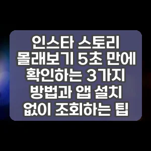 인스타 스토리 몰래보기 5초 만에 확인하는 3가지 방법과 앱 설치 없이 조회하는 팁