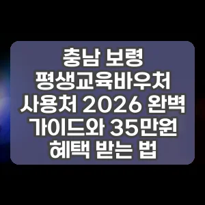 충남 보령 평생교육바우처 사용처 2026 완벽 가이드와 35만원 혜택 받는 법