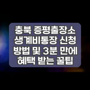충북 증평출장소 생계비통장 신청 방법 및 3분 만에 혜택 받는 꿀팁